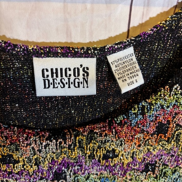 Vintage Neon Multicolor Rainbow Chicos Knit Women's Cropped Tank Top 2X - Picture 5 of 6